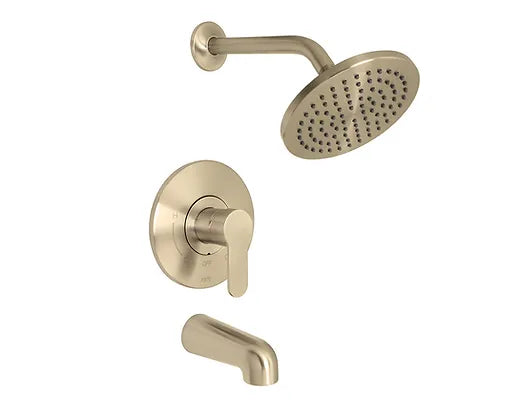 Huntington Brass Satin Brass Tazio Tub Shower Shower Combo Kit