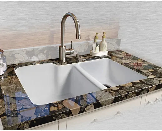 Ceco  White Redondo 60/40 Cast Iron Kitchen Sink