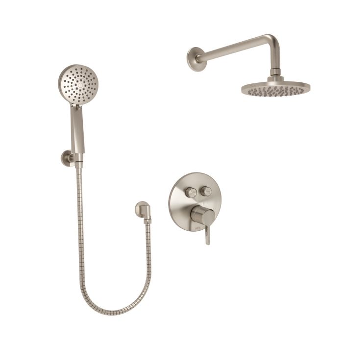 Huntington Brass Satin Nickel Tazio Push Button Shower Combo Kit