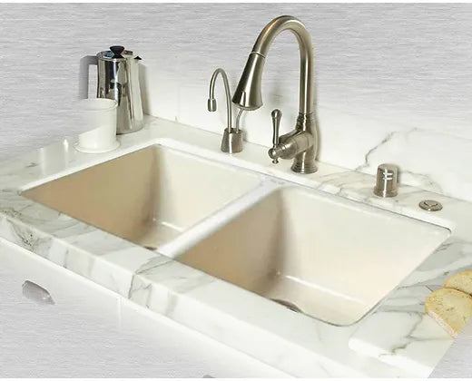 Ceco  Biscuit Doheny 50/50 Cast Iron Kitchen Sink