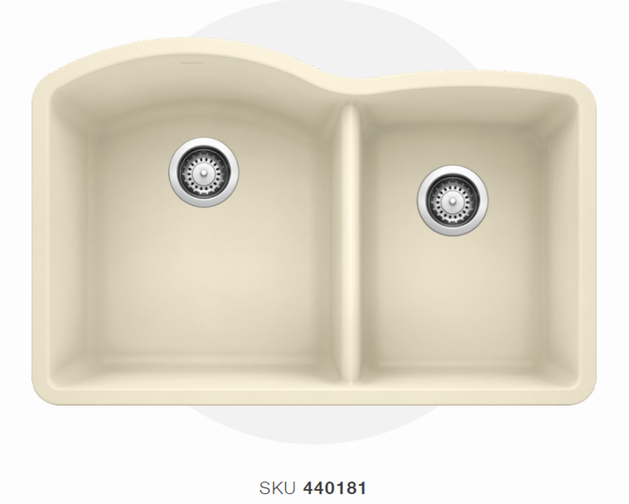 Blanco Biscuit Diamond Silgranit 60/40 Granite Composite Kitchen Sink