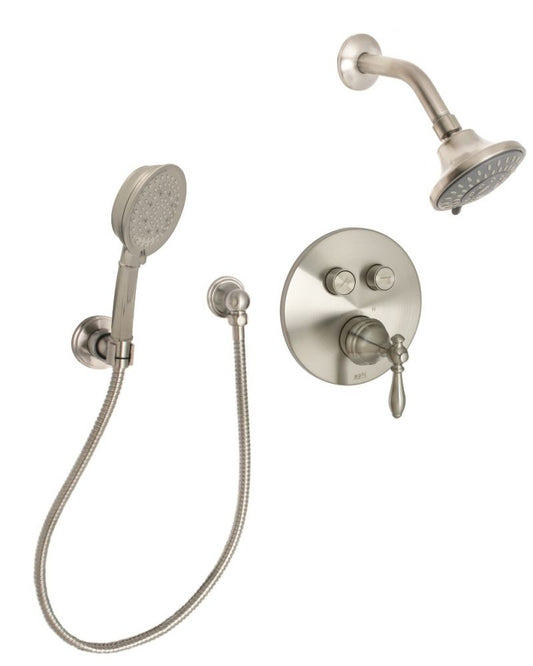 Huntington Brass Satin Nickel Classic Push Button with Wand Shower Combo Kit