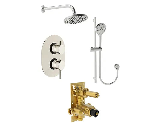 PROHS Satin Nickel Maple Thermostatic Shower Combo Kit