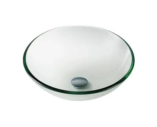 PROHS Clear Glass Porcelain Sink