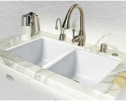 Ceco  White Doheny 50/50 Cast Iron Kitchen Sink