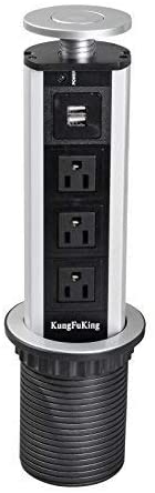 Not Applicable / Generic  Metallic Gray 3 Outlet 2 Usb Tower Pop Up Outlet