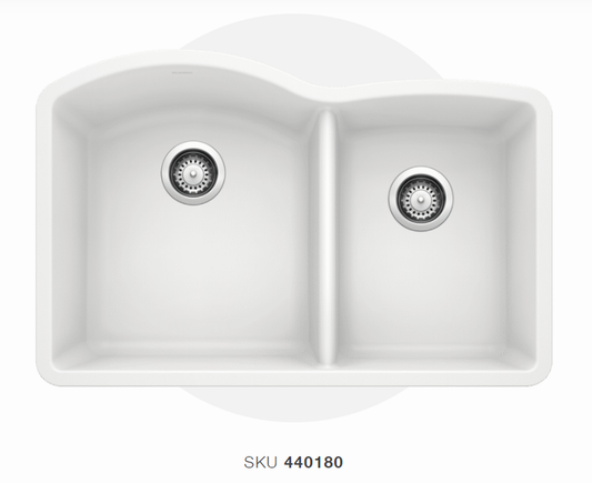 Blanco  White Diamond Silgranit 60/40 Granite Composite Kitchen Sink