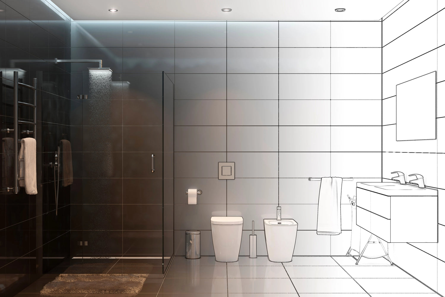 Custom bathroom design and fabrication process