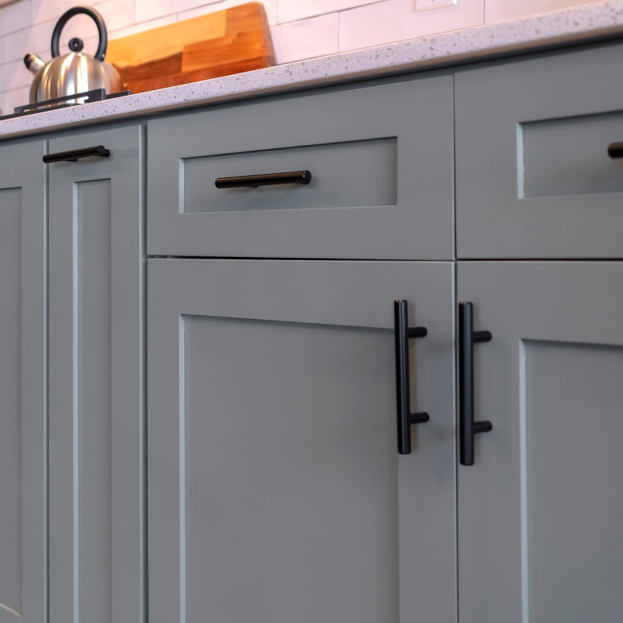 Custom kitchen cabinets with stone countertops