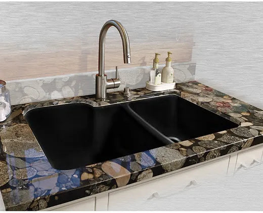 Ceco  Black Redondo 60/40 Cast Iron Kitchen Sink