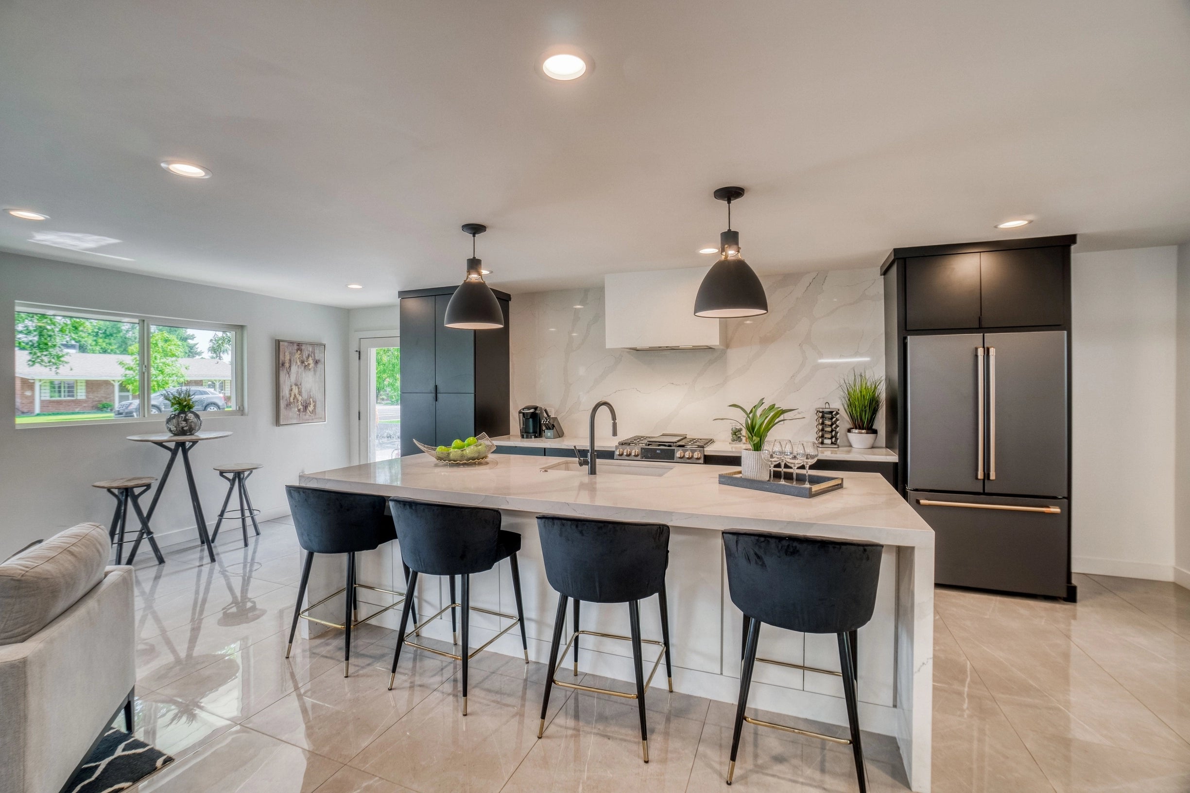 Modern kitchen with granite countertops