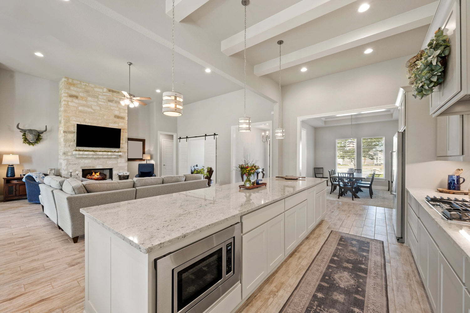 Modern kitchen remodel with luxurious stone surfaces