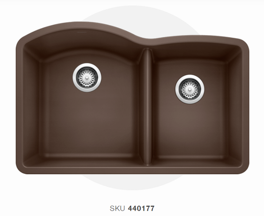 Blanco  Cafe Brown Diamond Silgranit 60/40 Granite Composite Kitchen Sink