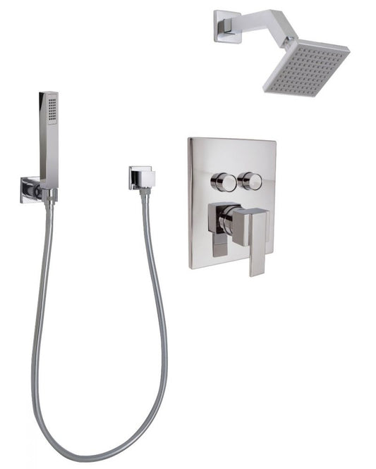 Huntington Brass Polished Chrome Razo Push Button with Wand Shower Combo Kit