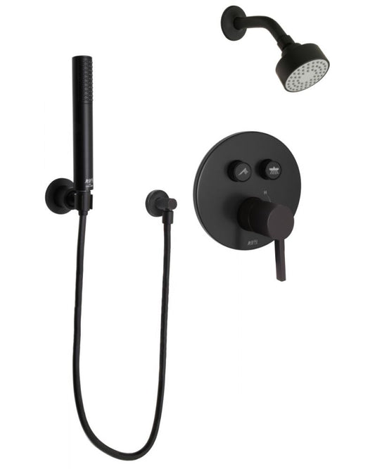 Huntington Brass Matte Satin Black Emory II Push Button with Wand Shower Combo Kit