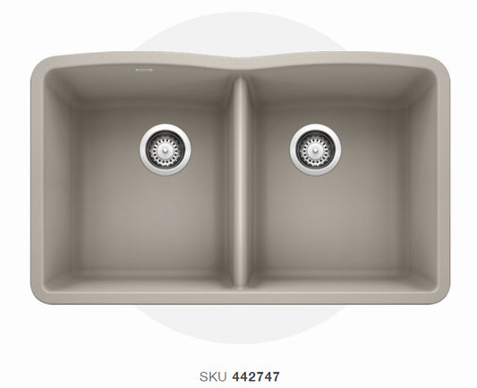 Blanco  Concrete Gray Diamond Silgranit 50/50 Granite Composite Kitchen Sink