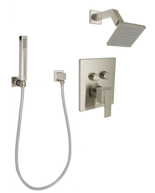 Huntington Brass Satin Nickel Razo Push Button with Wand Shower Combo Kit