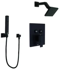 Huntington Brass Matte Black 8  Razo Widespread Tall Shower Combo Kit