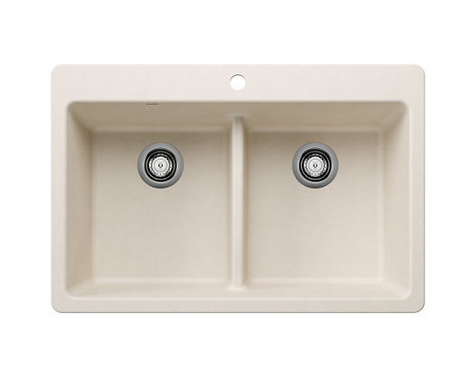 Blanco  Soft White Liven Equal Double Granite Composite Kitchen Sink