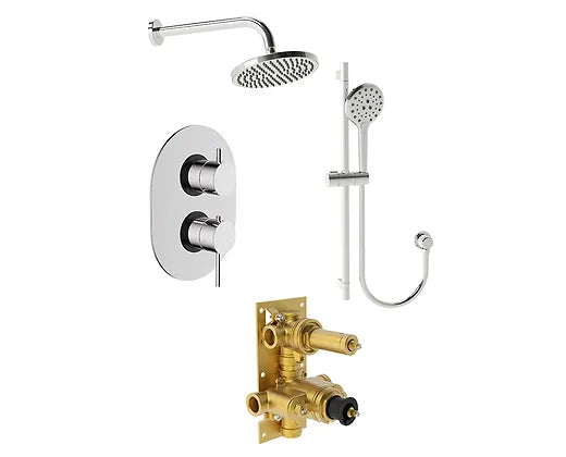PROHS Polished Chrome Maple Thermostatic Shower Combo Kit