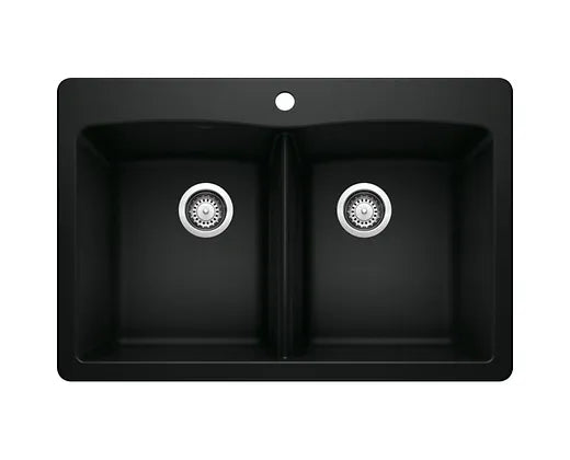 Blanco  Coal Black Diamond Equal Double Granite Composite Kitchen Sink