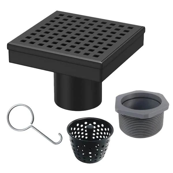 Square Matte Black Drain