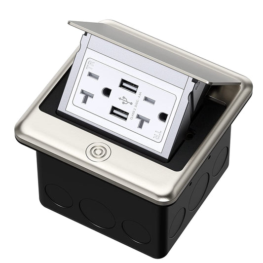 Not Applicable / Generic  Metallic Gray Dual Outlet Dual Usb Box Pop Up Outlet