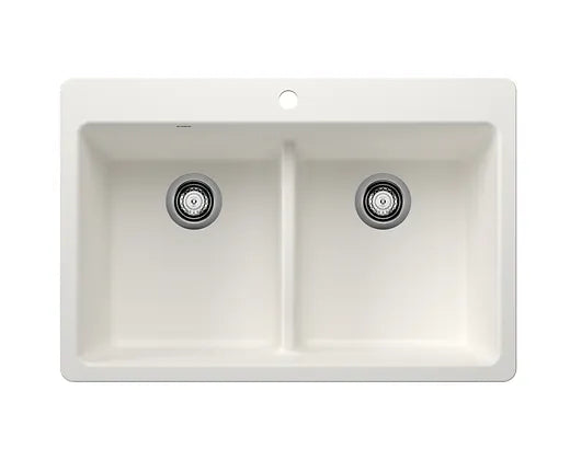Blanco  White Liven Equal Double Granite Composite Kitchen Sink