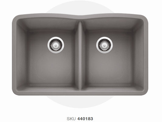 Blanco  Metallic Gray Diamond Silgranit 50/50 Granite Composite Kitchen Sink