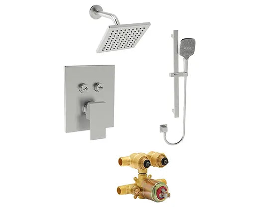 PROHS Satin Nickel Diamond Small Bar Shower Combo Kit