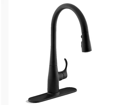 Kohler Matte Black Willow Pressure Balance Kitchen Faucet