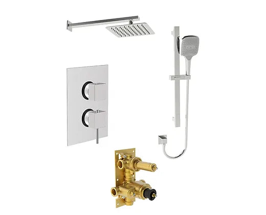 PROHS Polished Chrome Redwood Thermostatic Shower Combo Kit