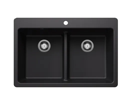 Blanco  Coal Black Liven Equal Double Granite Composite Kitchen Sink