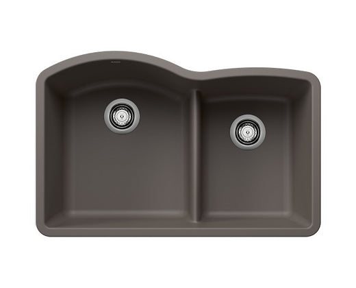 Blanco  Volcano Gray Diamond 1  3/4 Low Divide 60/40 Granite Composite Kitchen Sink
