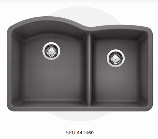 Blanco  Cinder Diamond Silgranit 60/40 Granite Composite Kitchen Sink