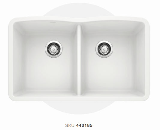 Blanco  White Diamond Silgranit 50/50 Granite Composite Kitchen Sink