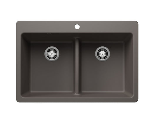 Blanco  Volcano Gray Liven Equal Double Granite Composite Kitchen Sink