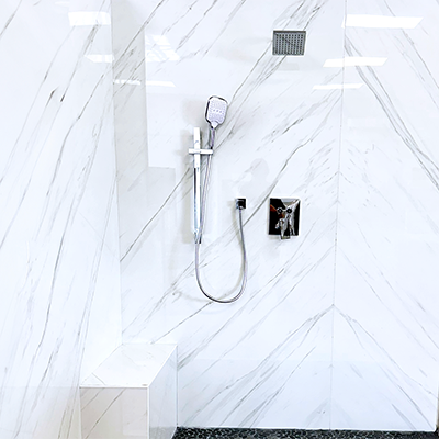 Custom shower features like benches and nooks