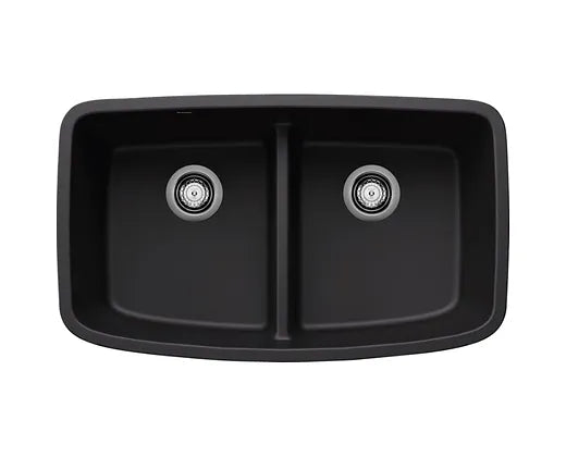 Blanco  Coal Black Valea Equal Low Divide Granite Composite Kitchen Sink