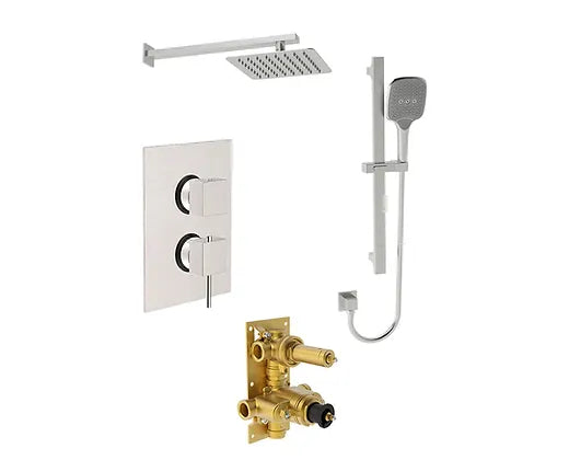 PROHS Satin Nickel Redwood Thermostatic Shower Combo Kit