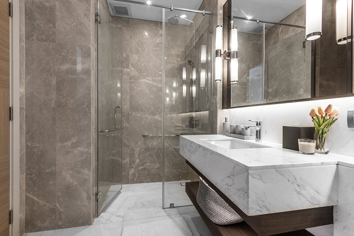 Sleek shower glass enclosure installation