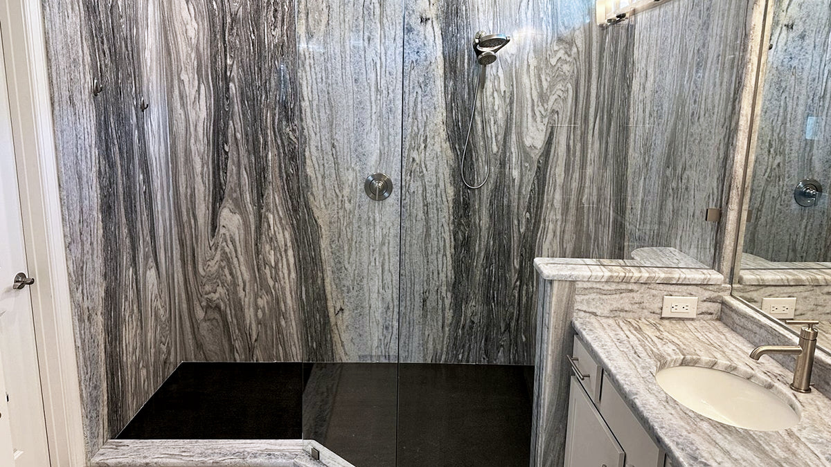 Stone shower wall design showcase